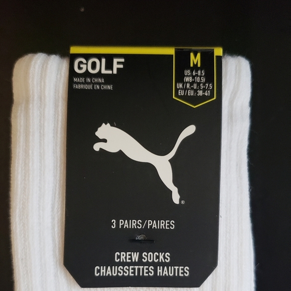 *3/$20 Puma Golf White Socks 3 pair NWT - Picture 2 of 4